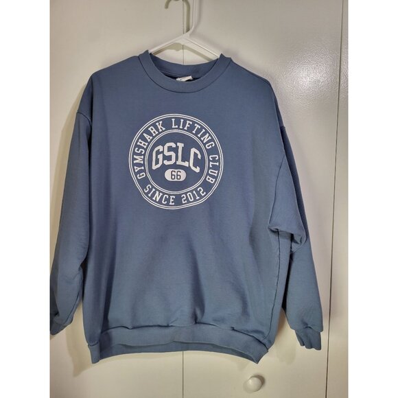 Gymshark Tops - Gymshark Women's Medium Crewneck Lifting Club Graphic Sweatshirt Blue Thick